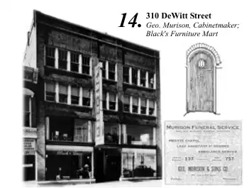 Geo. Murison Cabinet Maker building. Older style brick building with three floors